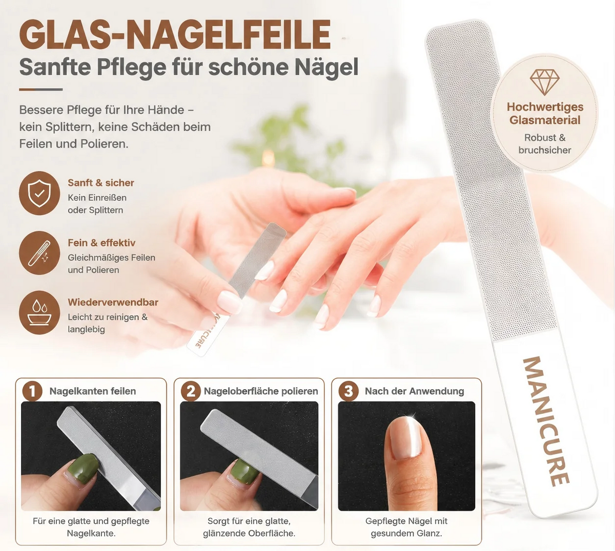 Set Manicure e Pedicure 13 Pezzi con Specchio – Acciaio Inox, Idea Regalo per Donna e Uomo