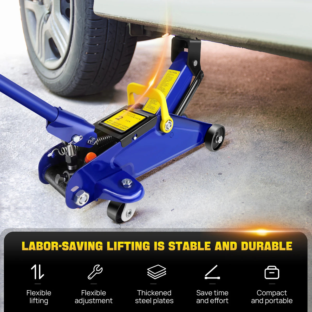 Crick Idraulico a Pantografo 2 Tonnellate – Doppio Piatto, Altezza 13,5-32cm, Cambio Gomme e Riparazione Auto