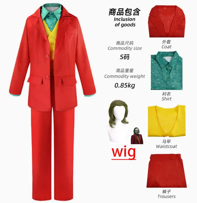 Costume Joker Arthur Fleck con opzione parrucca verde