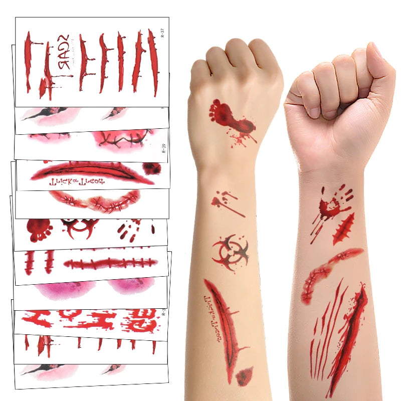 Tatuaggi temporanei ferite sanguinanti Halloween