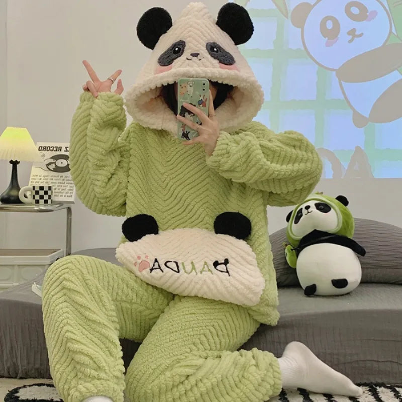 Completo Donna 2 Pezzi con Cappuccio – Felpa e Pantaloni, Stampa Fragole, Caldo e Morbido | Inverno