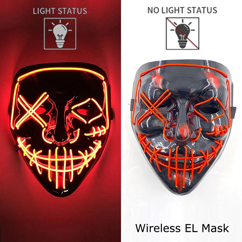 Maschera LED neon wireless luminosa per cosplay