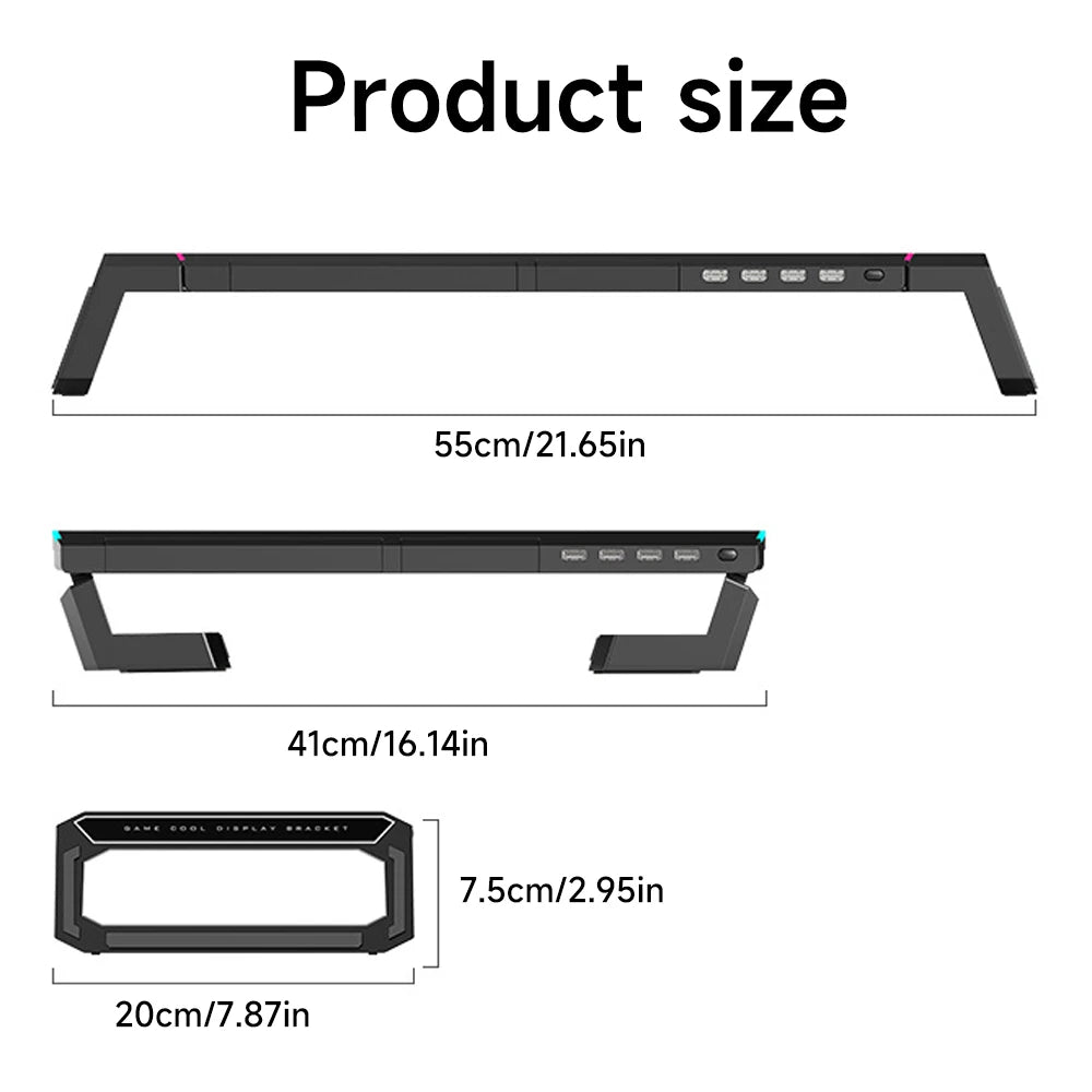 Supporto Monitor PC con Porte USB 3.0 – Rialzo Regolabile per Desktop, Laptop, Tastiera e Ripiano Portaoggetti