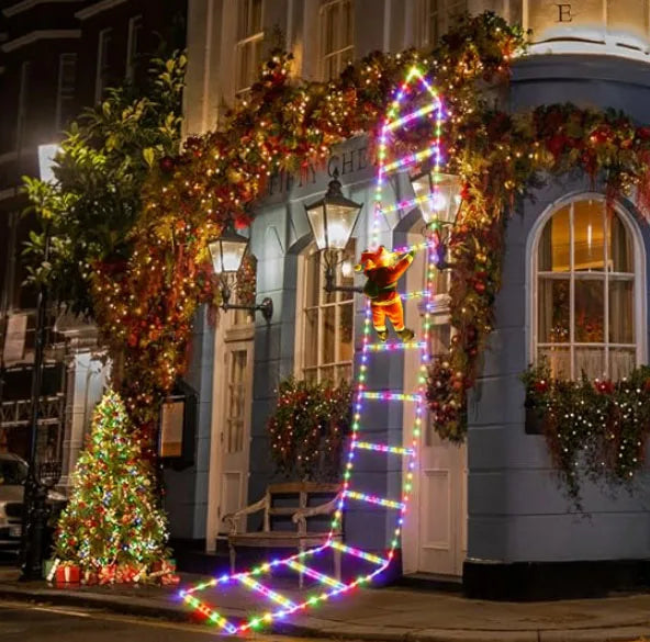 Babbo Natale luminoso su scala con LED