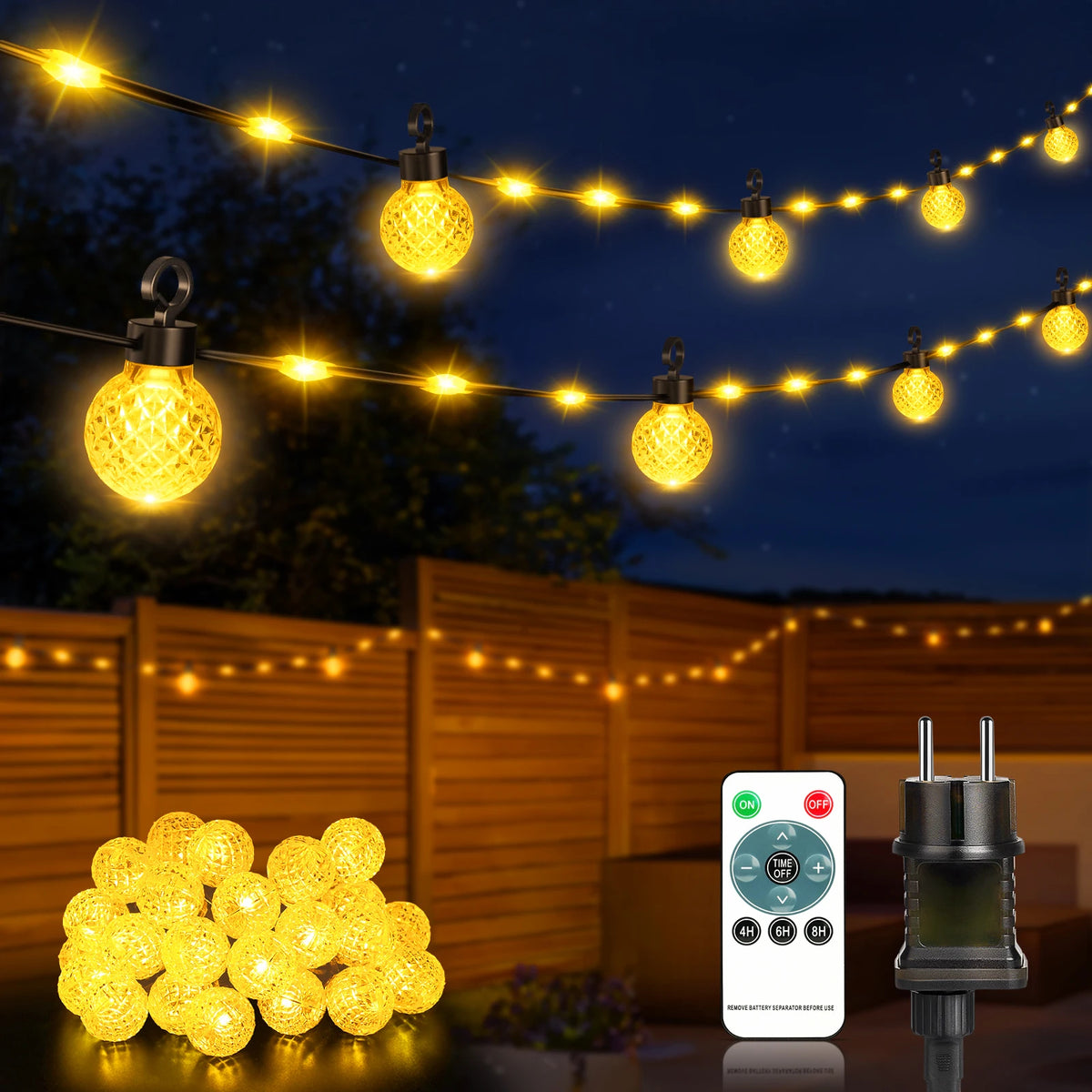 Catena luminosa LED con sfere marocchine e telecomando