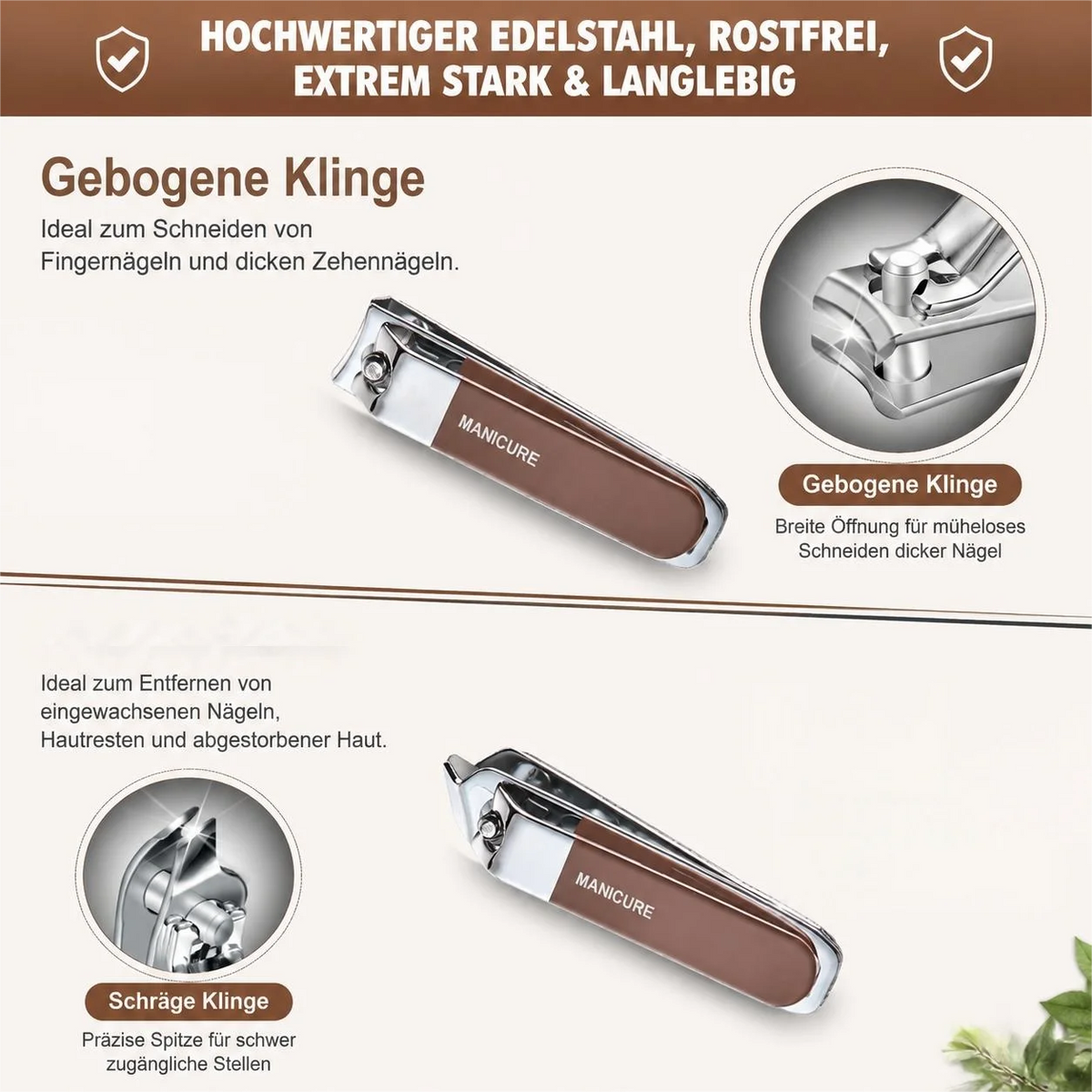 Set Manicure e Pedicure 13 Pezzi con Specchio – Acciaio Inox, Idea Regalo per Donna e Uomo