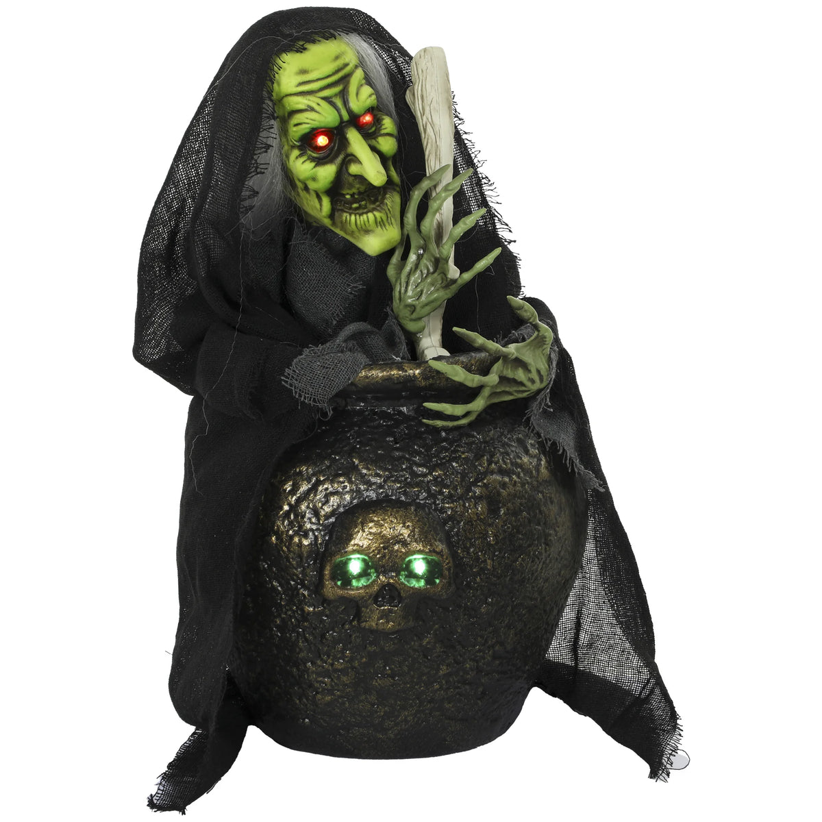 Strega animata Halloween da tavolo con luci e suoni