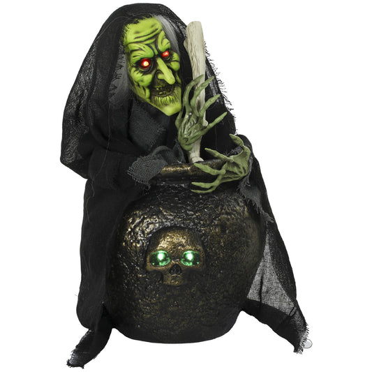 Strega animata Halloween da tavolo con luci e suoni