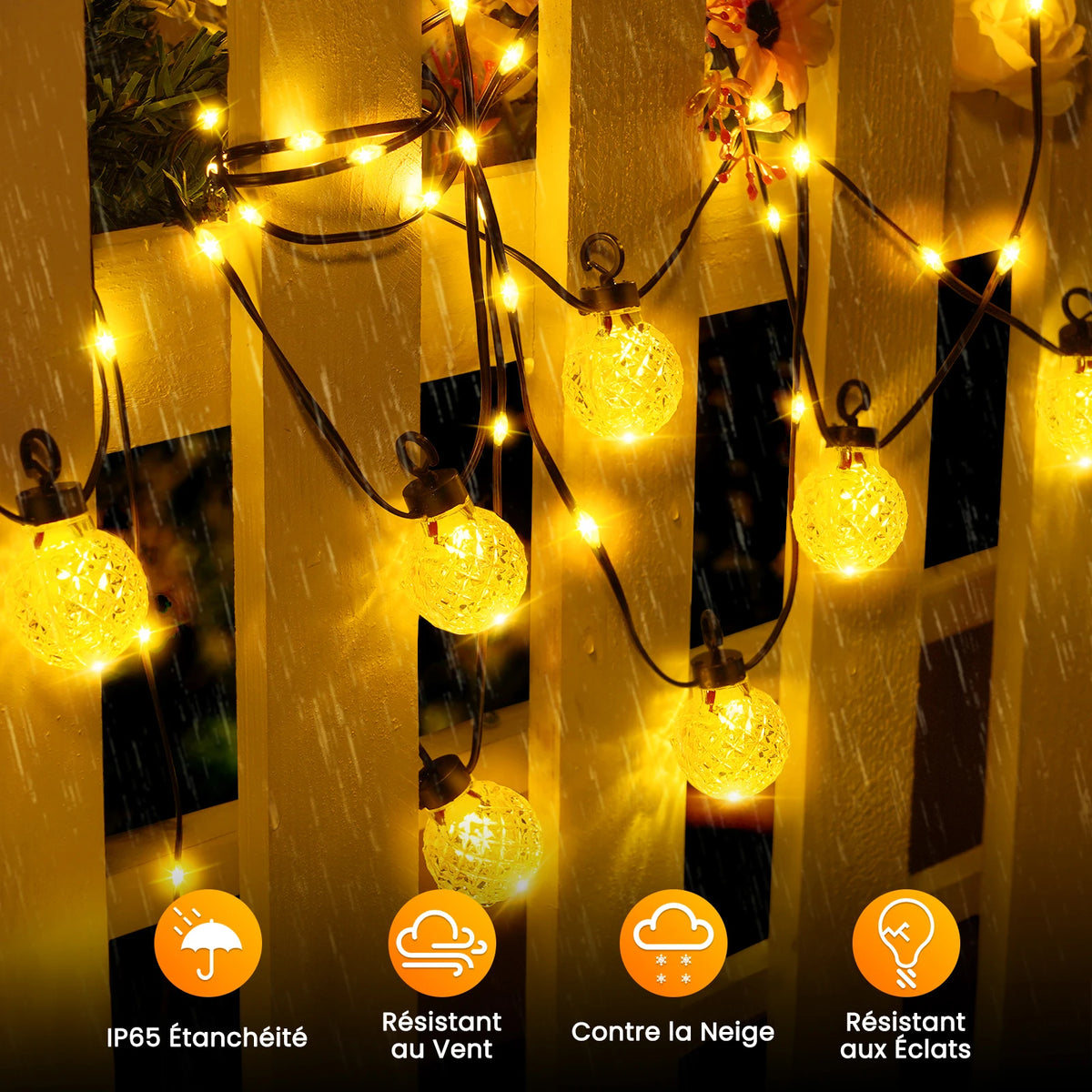 Catena luminosa LED con sfere marocchine e telecomando