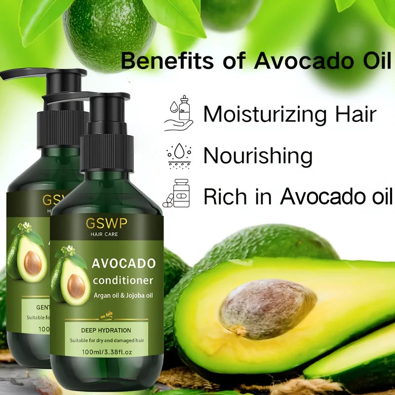 Set Shampoo e Balsamo all’Avocado GSWP – con Olio di Avocado e Olio di Jojoba, Idratazione Profonda e Rafforzamento del Capello, Unisex