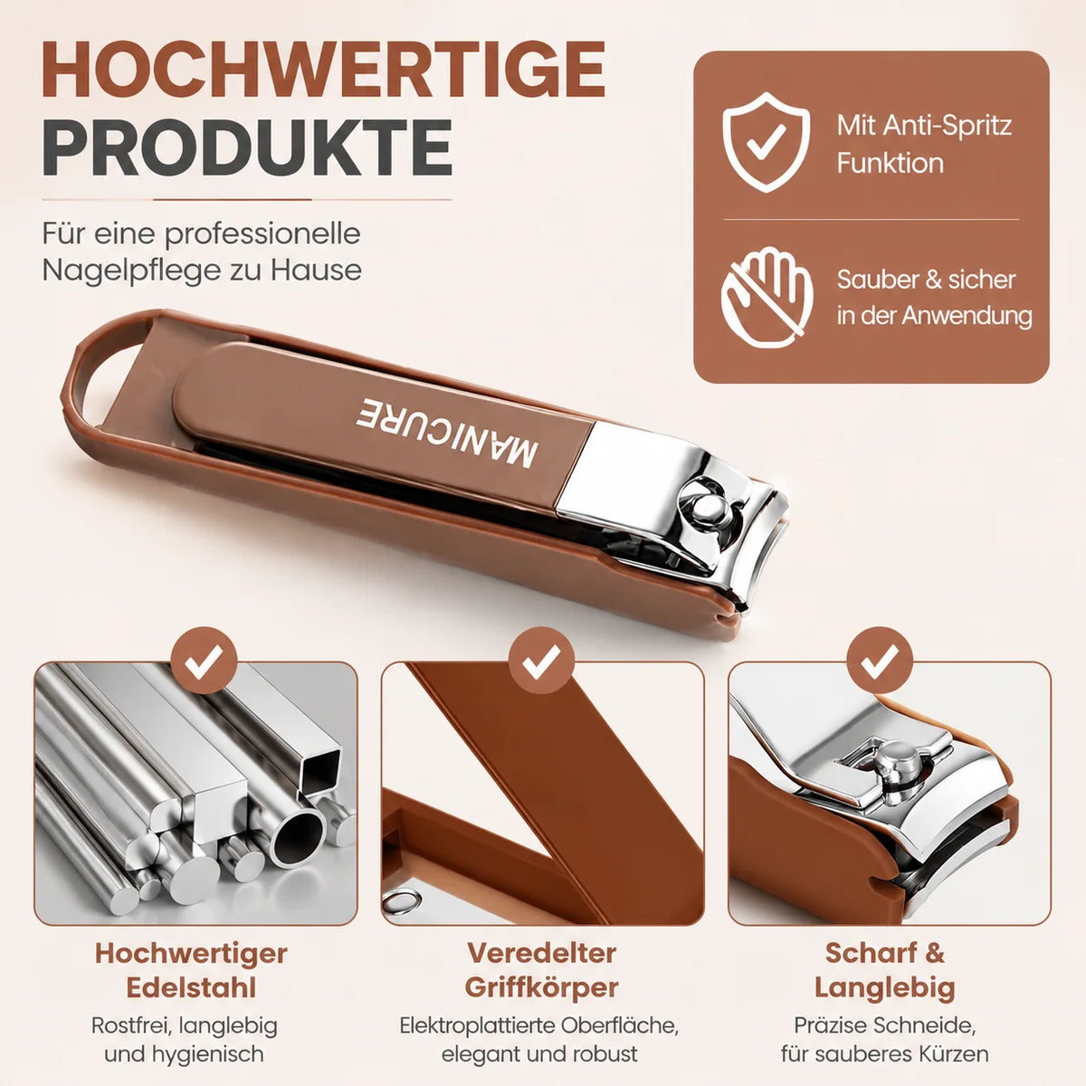 Set Manicure e Pedicure 13 Pezzi con Specchio – Acciaio Inox, Idea Regalo per Donna e Uomo