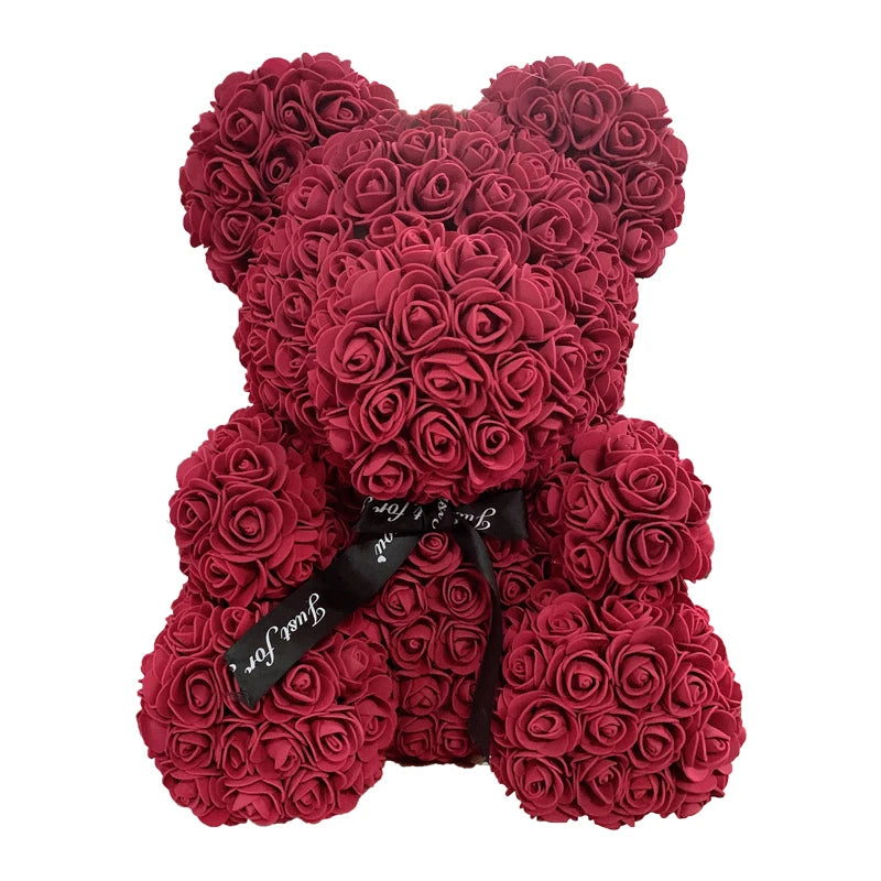 Orsetto di rose artificiali con cuore
