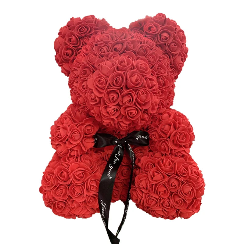 Orsetto di rose artificiali con cuore