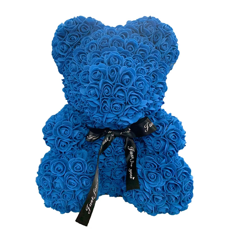 Orsetto di rose artificiali con cuore