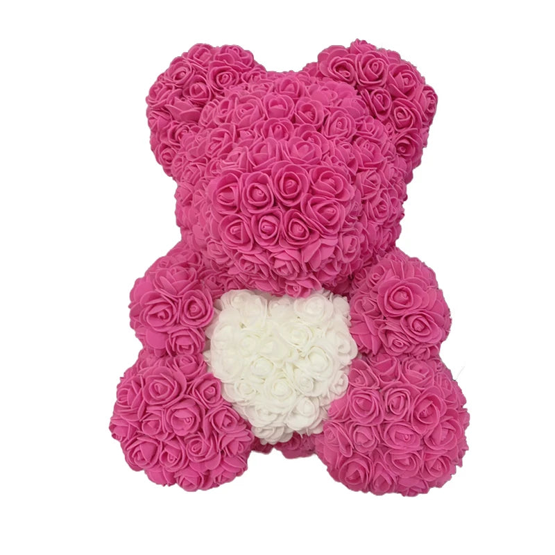 Orsetto di rose artificiali con cuore