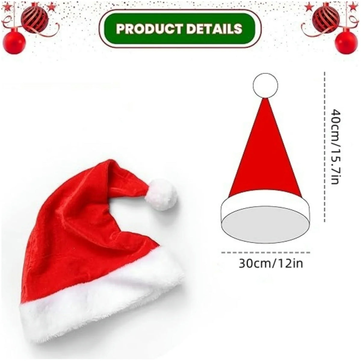 Cappello Babbo Natale rosso in peluche