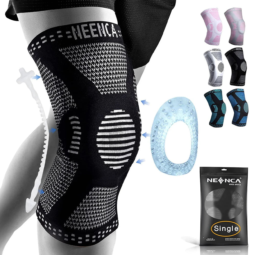 NEENCA Ginocchiera in Fibra di Rame con Cuscinetto Gel Rotuleo e Stabilizzatori Laterali – per Dolore al Ginocchio, Artrite, ACL e Sport