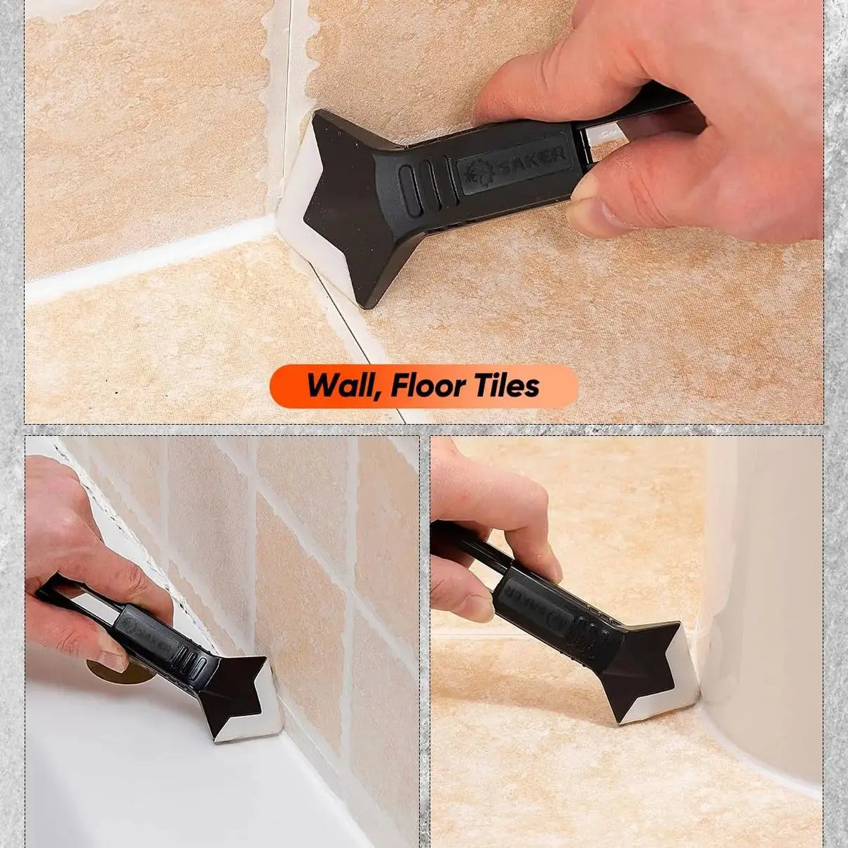 Kit Spatole per Silicone 5 in 1 – Raschietto, Finitore e Rimozione Silicone per Bagno, Cucina, Pavimenti e Finestre