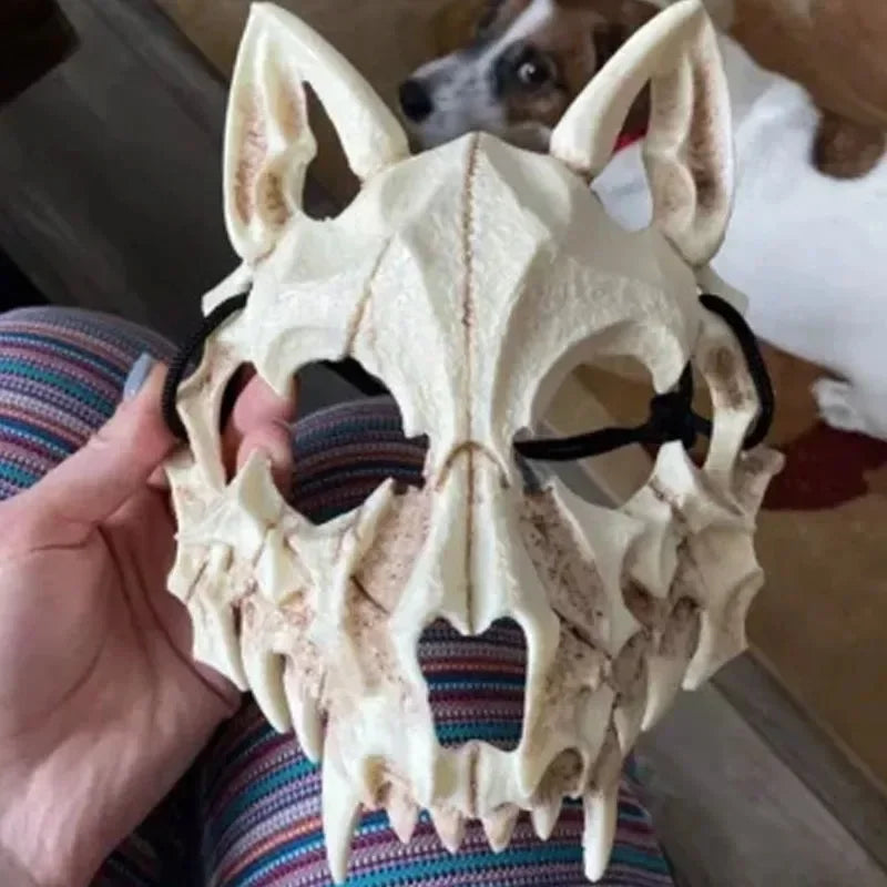 Maschera teschio demone con denti lunghi