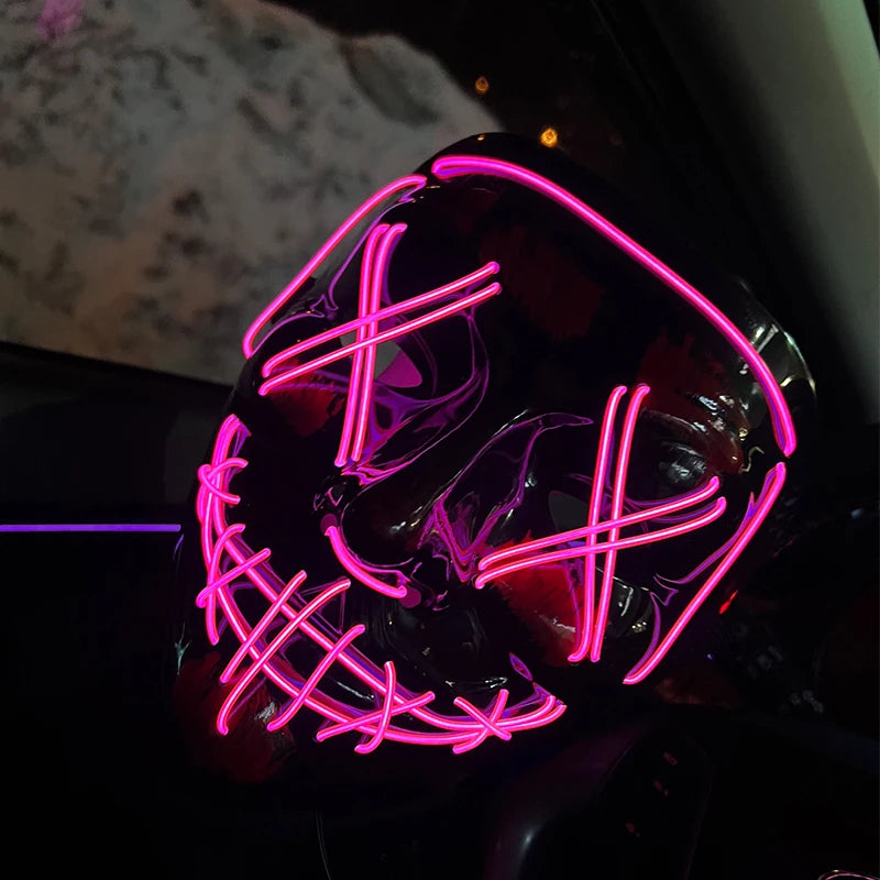 Maschera LED neon wireless luminosa per cosplay