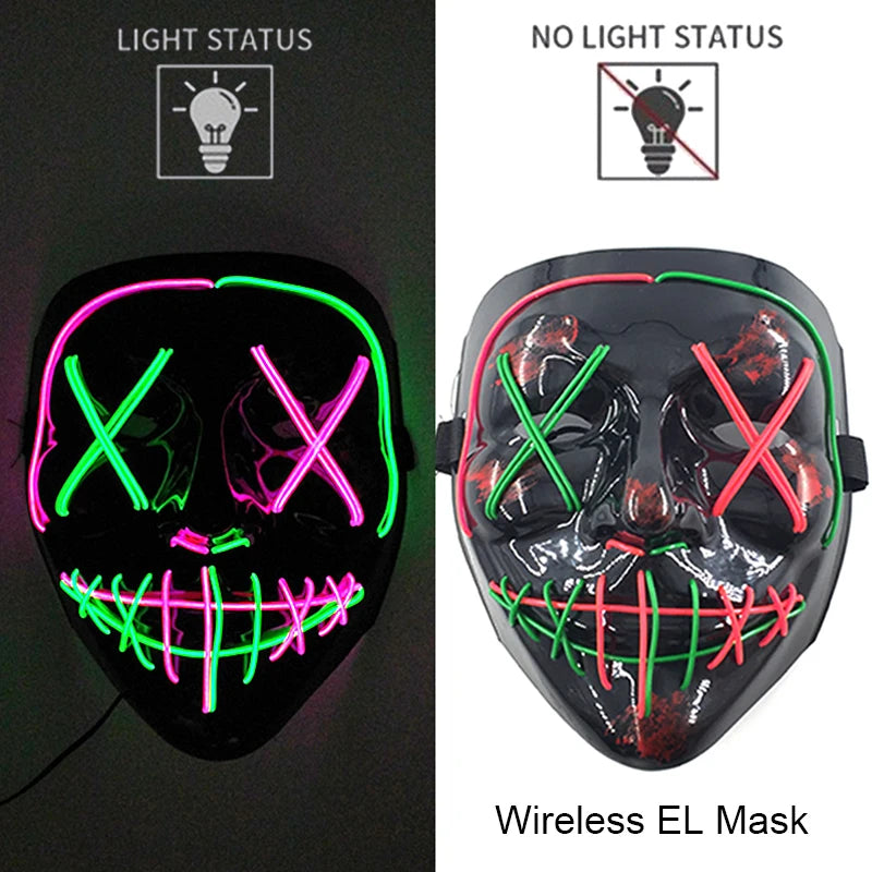 Maschera LED neon wireless luminosa per cosplay