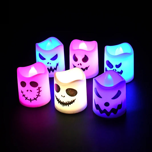 Candele LED Halloween con fantasmi e zucche
