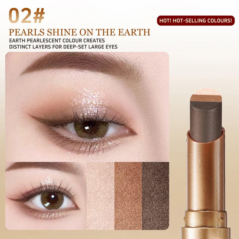 O'CHEAL Matita Ombretti 3 Colori – Glitter Waterproof, Lunga Durata, Finish Gradiente