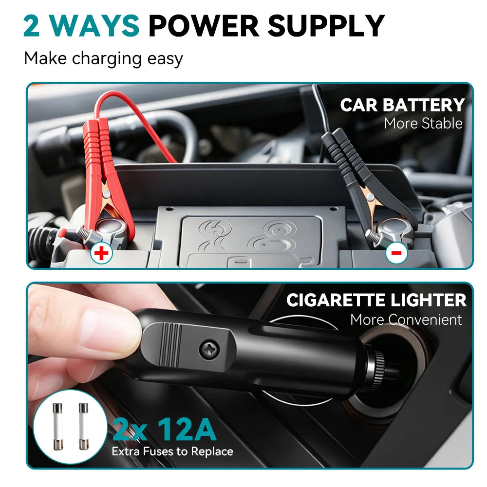 YOFIDRA Crick Idraulico Elettrico 5T 12V 45cm – Con Gonfiatore 150PSI, per Berlina, SUV, Furgone, Emergenza e Garage