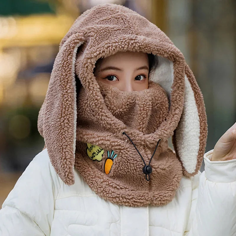 Copricasco da Sci con Orecchie da Coniglio – Passamontagna 3 in 1 Invernale, Maschera e Sciarpa, Caldo e Kawaii