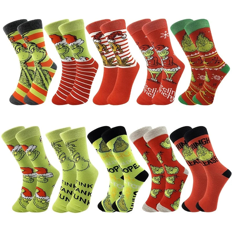 Set 4 paia di calze alte cartoon in cotone