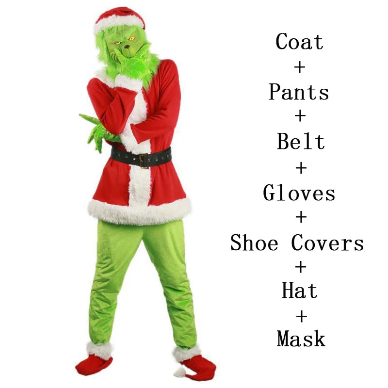 Costume completo da Babbo Natale stile mostro verde