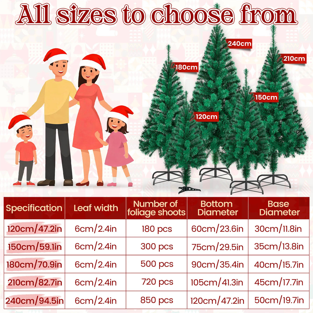Albero di Natale artificiale verde con supporto stabile