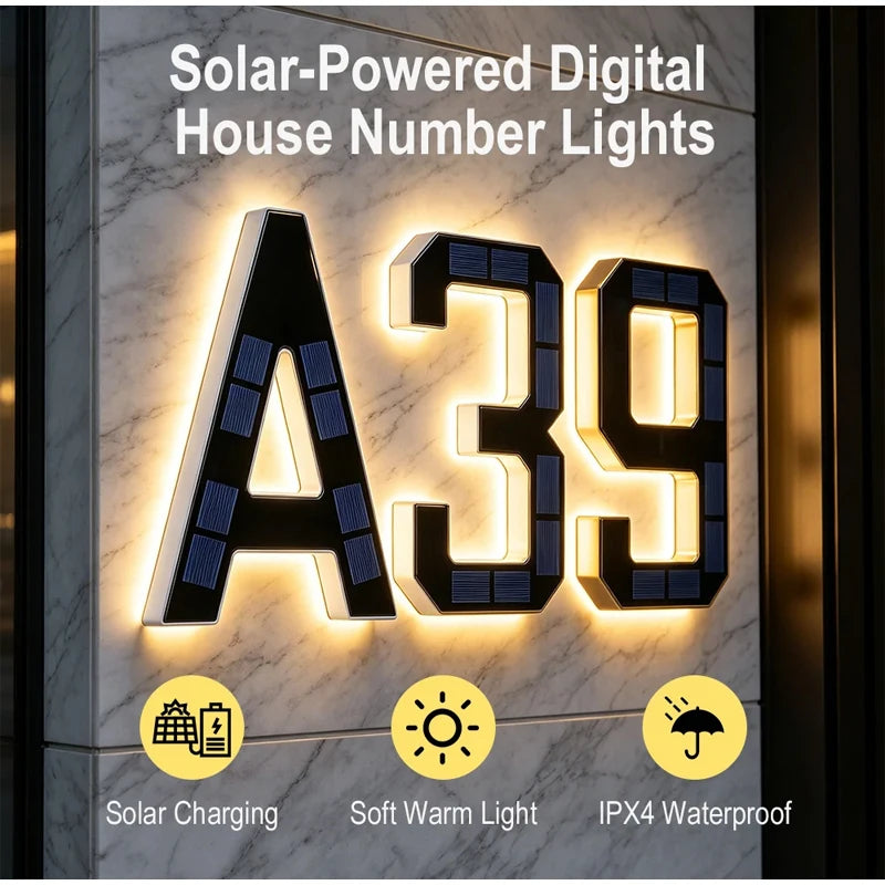 Numero civico solare LED impermeabile con sensore