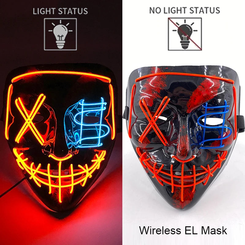 Maschera LED neon wireless luminosa per cosplay
