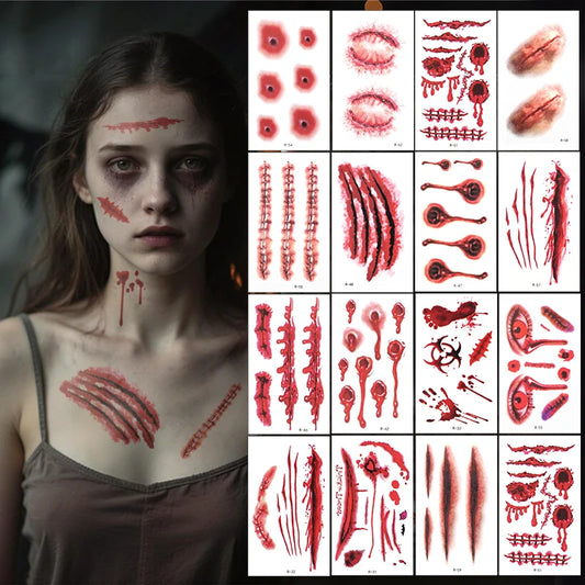 Tatuaggi temporanei ferite sanguinanti Halloween