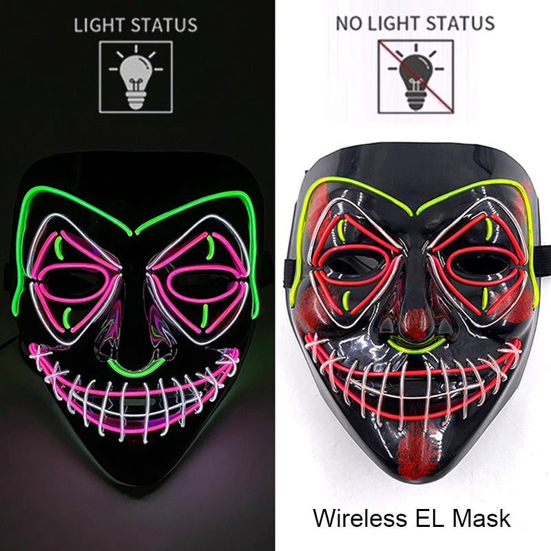 Maschera LED neon wireless luminosa per cosplay