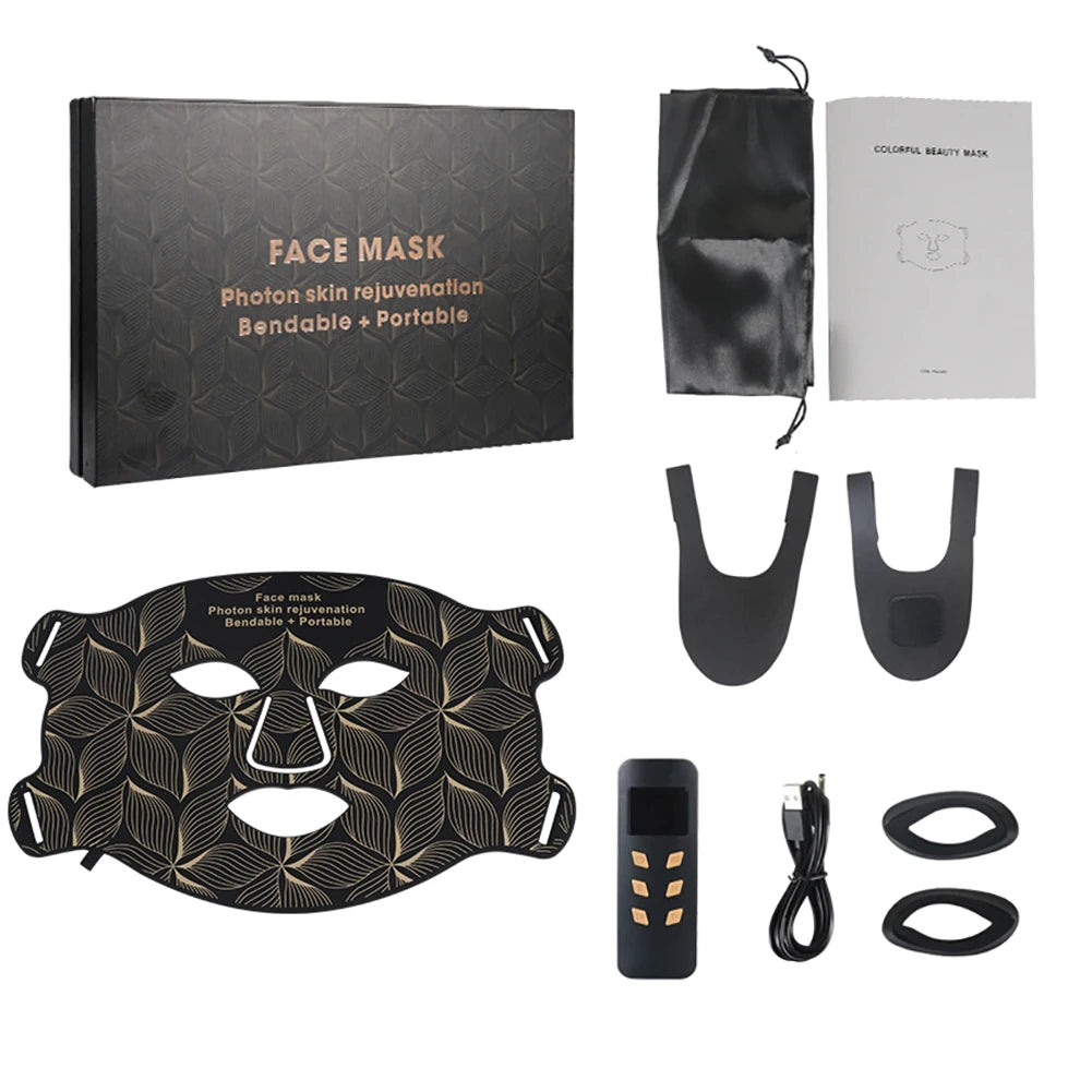 Maschera LED 8 Colori Viso e Collo – Terapia Luce Rossa e Infrarossi | Anti-Età, Acne, Sebo, Schiarente