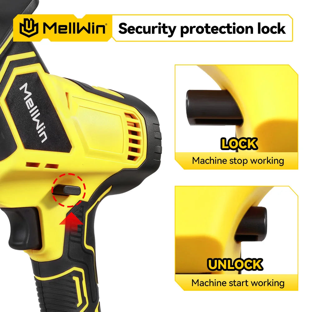 Sega Alternativa Elettrica MELLWIN Brushless con 4 Lame – Legno e Metallo Senza Fili | Compatibile Batteria Makita 18V