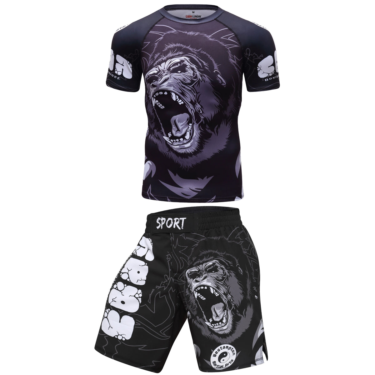 Set Sportivo 2 Pezzi BJJ / MMA – Rashguard + Shorts Muay Thai, Grappling, Boxe, Corsa e Palestra