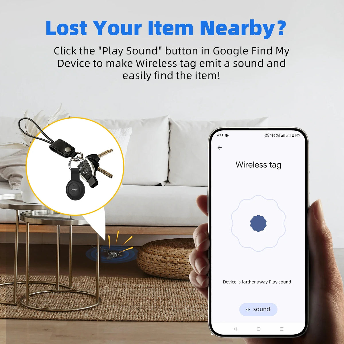 Mini Tracker Bluetooth per Android – Localizzatore Smart per Chiavi, Borsa e Bagagli, Compatibile con Google Find Hub