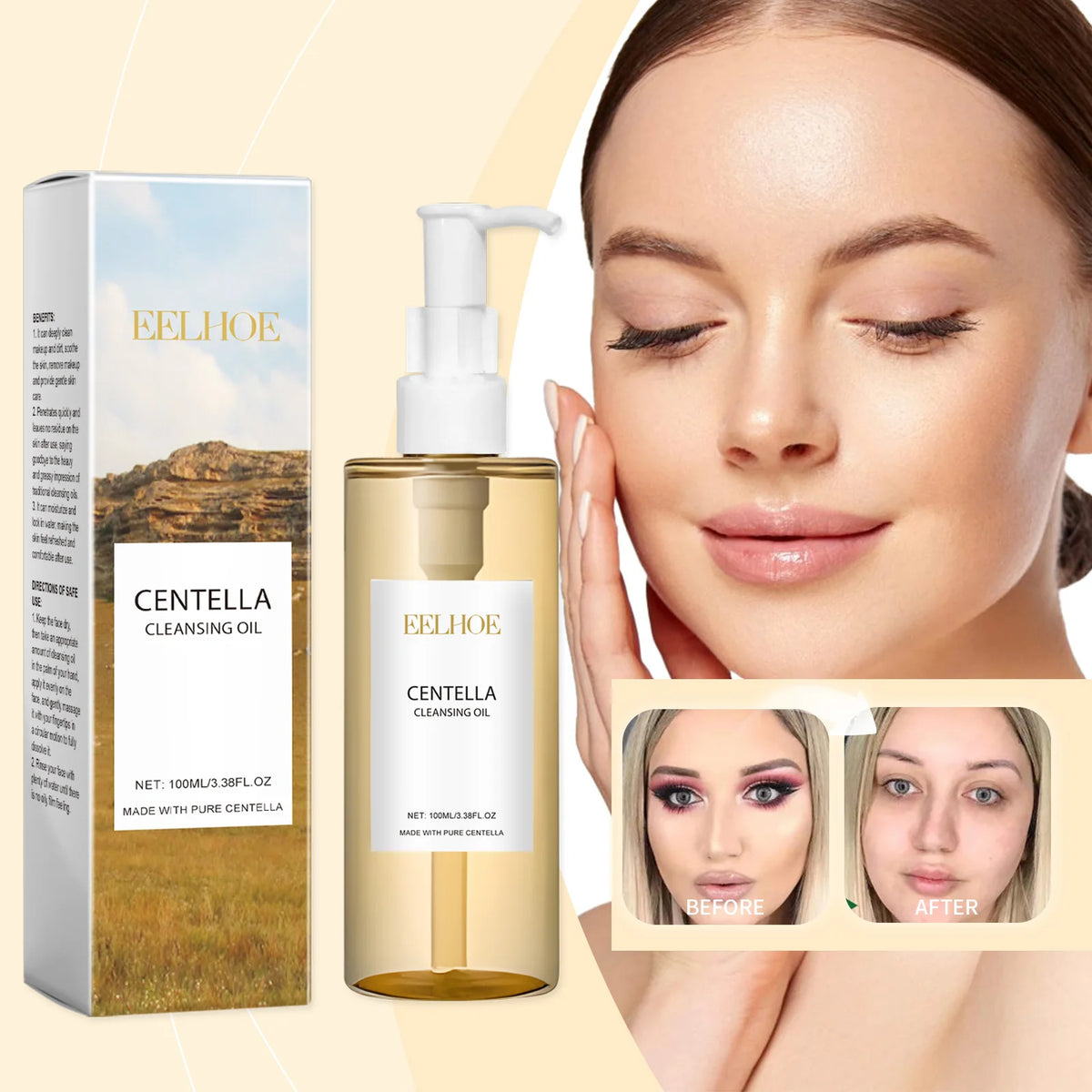 Olio Detergente Struccante alla Centella Asiatica – 100ml, Pori Puliti, Idratante, Leggero e Delicato, Skincare Coreana