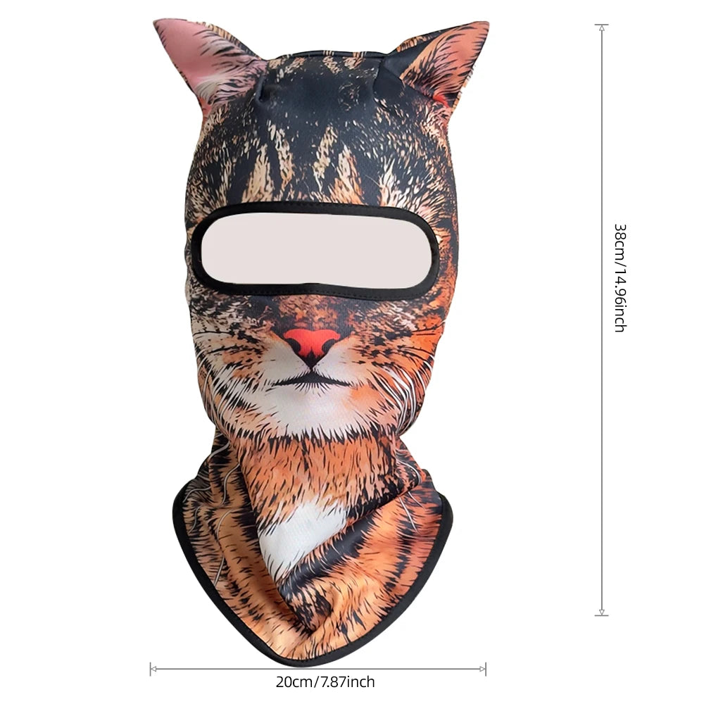 Passamontagna 3D Animali – Maschera Integrale per Moto, Bici, Sci, Protezione UV Collo e Viso