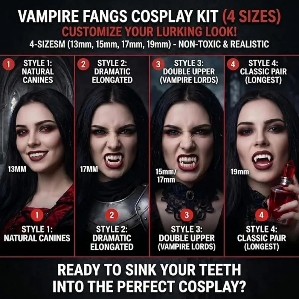 Denti da vampiro per cosplay Halloween