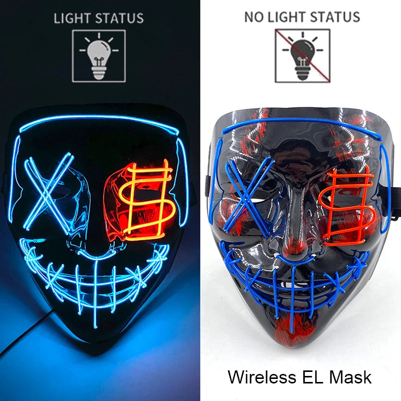 Maschera LED neon wireless luminosa per cosplay