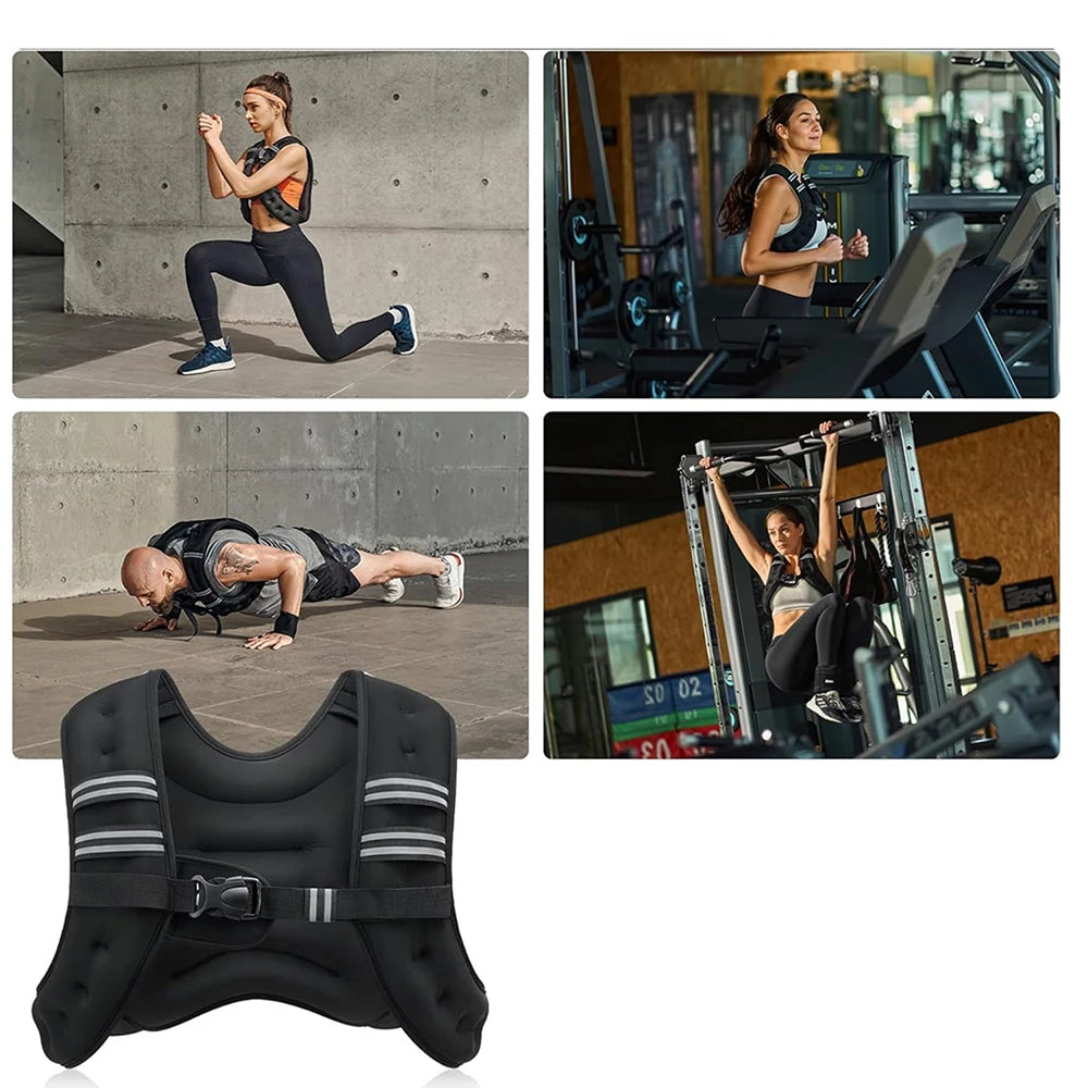 Gilet Zavorrato 12 lb (5.4 kg) con Cinghia Regolabile, Tasche e Strisce Riflettenti – per Yoga, Jogging, Pesi e Allenamento