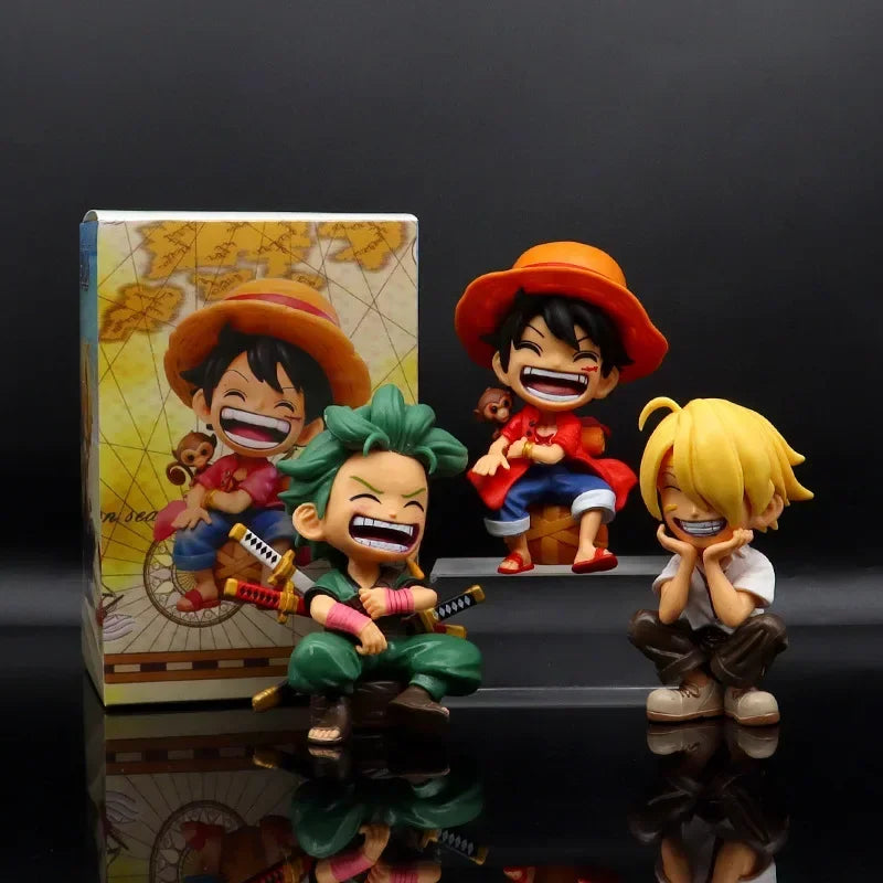 One Piece – Figura Q-Version Seduta 13cm | Luffy, Zoro, Sanji, Ace, Yamato | Modello PVC da Collezione, Idea Regalo