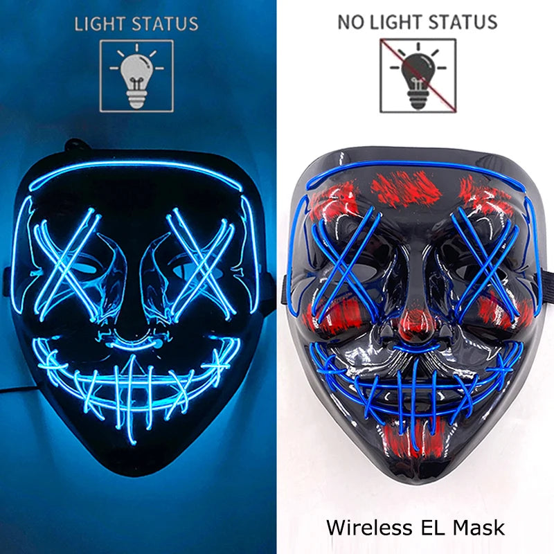 Maschera LED neon wireless luminosa per cosplay