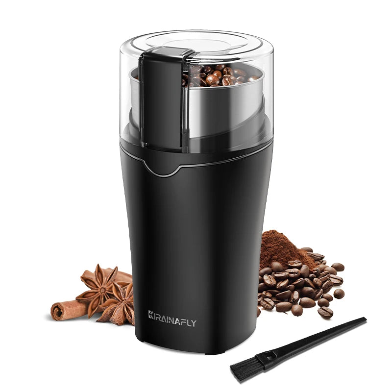 KINRIASTRA Macinacaffè Elettrico 300W – Motore in Rame Puro 30.000 RPM, Capacità 85g, Acciaio Inox 304, Uso Singolo Tasto