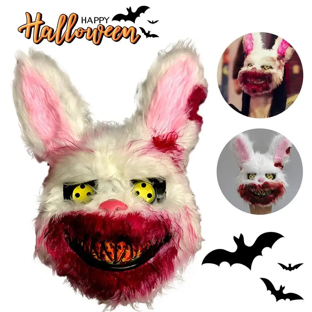 Maschera peluche Halloween con coniglio e orso