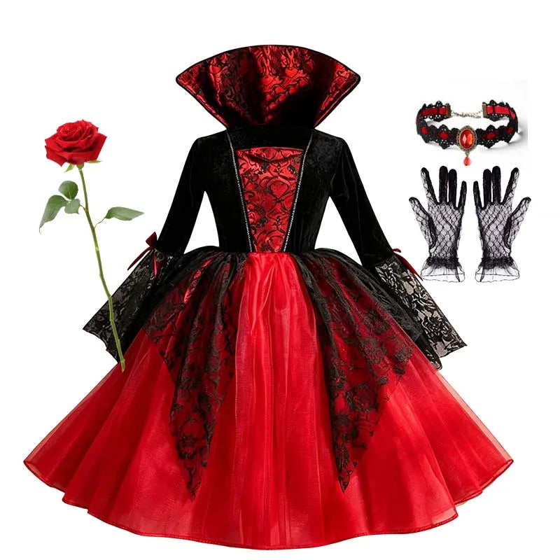 Costume bambina sposa fantasma e vampira per Halloween